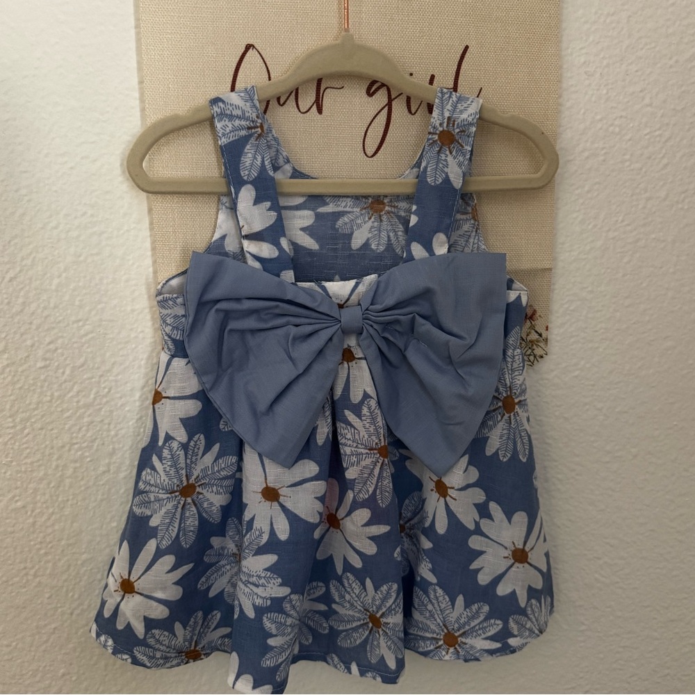 NWT 6-9 month spring bow dress in blue